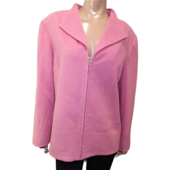 louben Jackets & Blazers - Louben Wool Cashmere Blazer Jacket Womens Size 16 Felted Barbie Bubblegum Pink